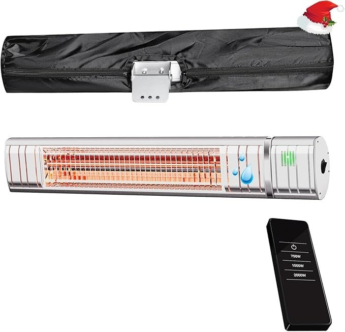 Wall Mounted Electric Patio Heater 2000W IP65 Waterproof Infrared Outdoor