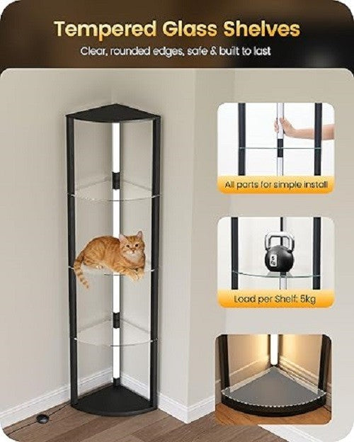 Corner Floor Lamp with Shelves Dimmable LED 4 Tier Storage Standing Light