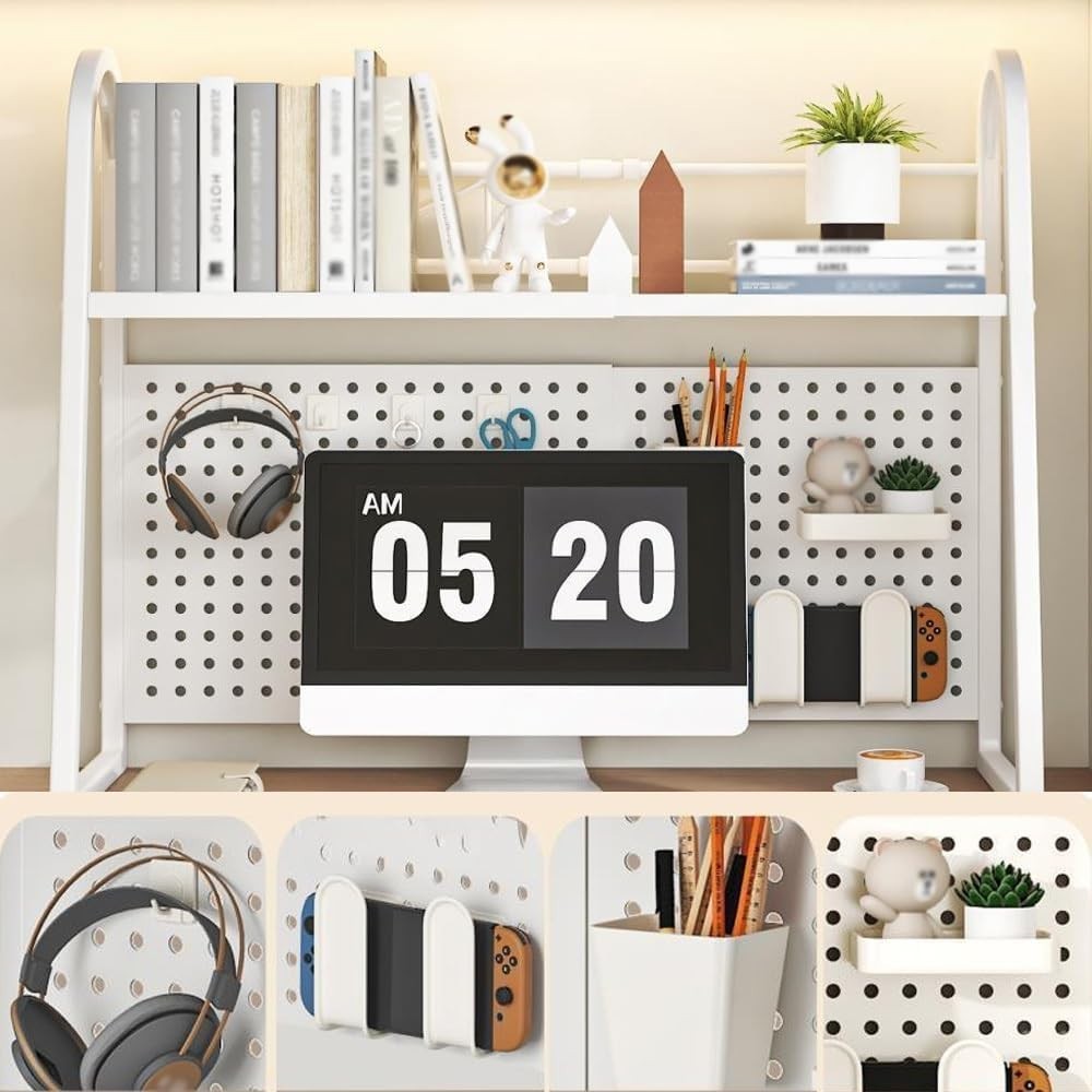 Expandable Metal Desktop Bookshelf | Adjustable Monitor Shelf Rack 55–96cm Black
