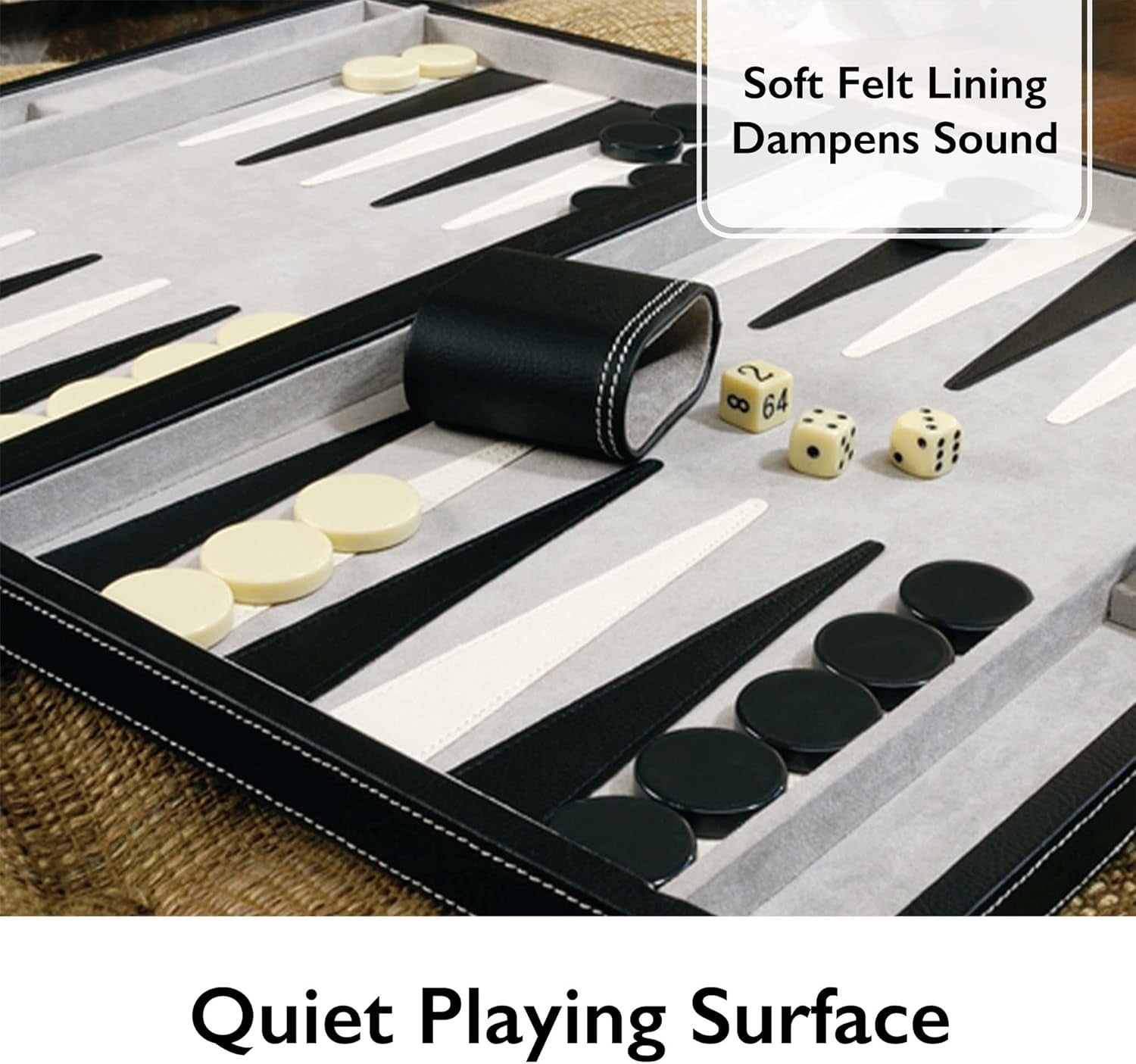 18 Inch Backgammon Board Game Faux Leather Travel Case Dice Checkers Set
