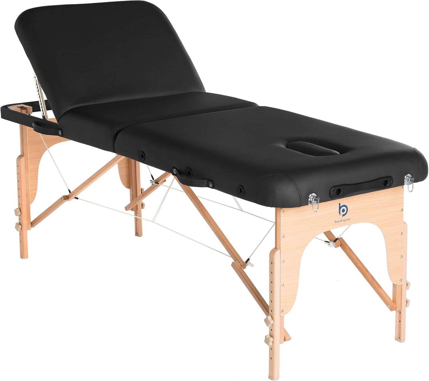 Deluxe Liftback Massage Table 7cm Foam w/ Face Cradle Side Arms Shelf Black