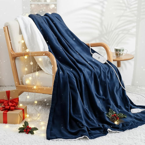 Extra Large Electric Heated Blanket 180x130cm 4 Heat Settings Timer Washable