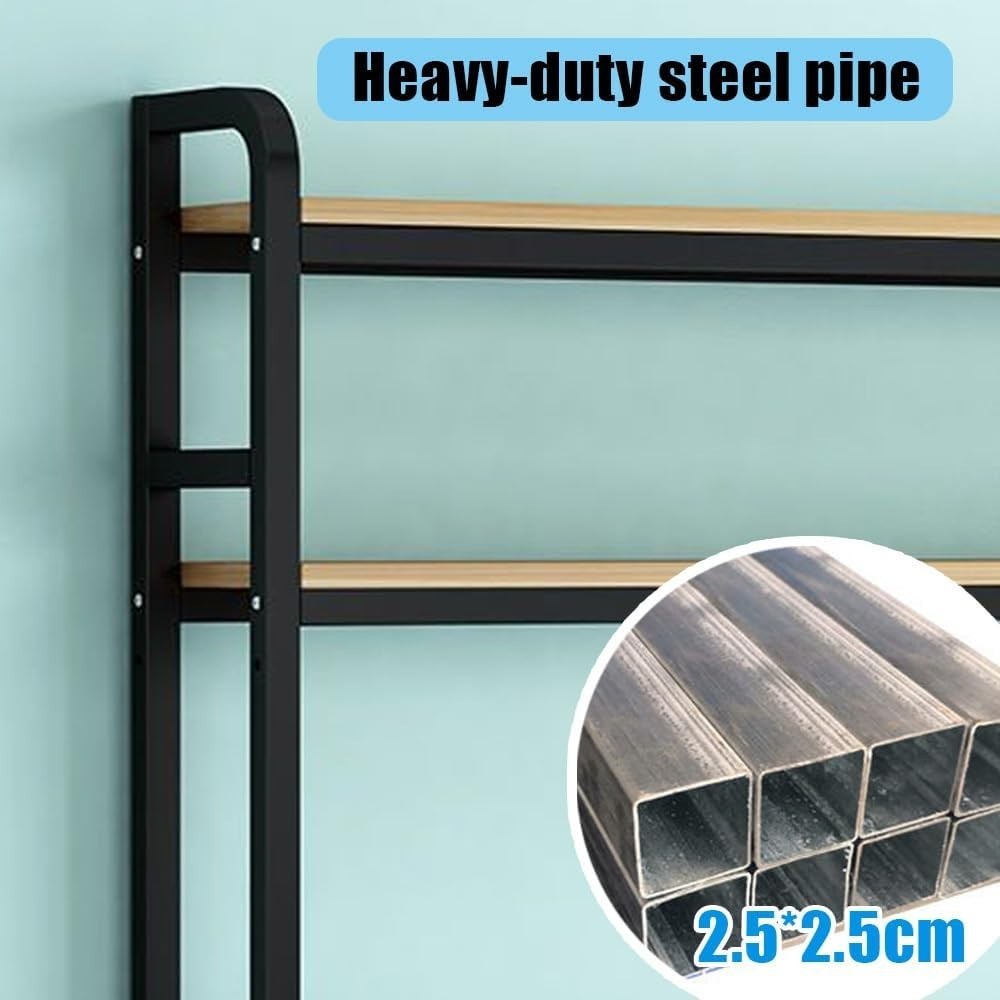Black 2-Tier Desktop Shelf Organizer | Wide Desk Hutch Storage Rack 75×24×98cm