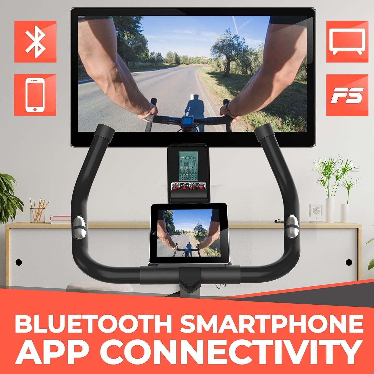 Smart Bluetooth Spin Bike w/ App Sync, 13kg Flywheel, LCD Monitor & Smooth Ride