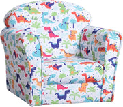 Kids Dinosaur Armchair Flannel Sofa Tub Chair Wooden Frame Bedroom