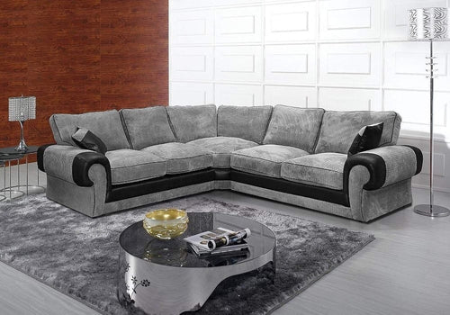 Grey Jumbo Cord Corner Sofa 5 Seater L Shape Large Sectional Couch UK