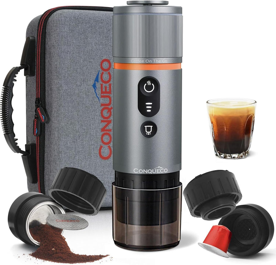 Portable Electric Espresso Maker 12V Travel Coffee Machine Self Heating + Case