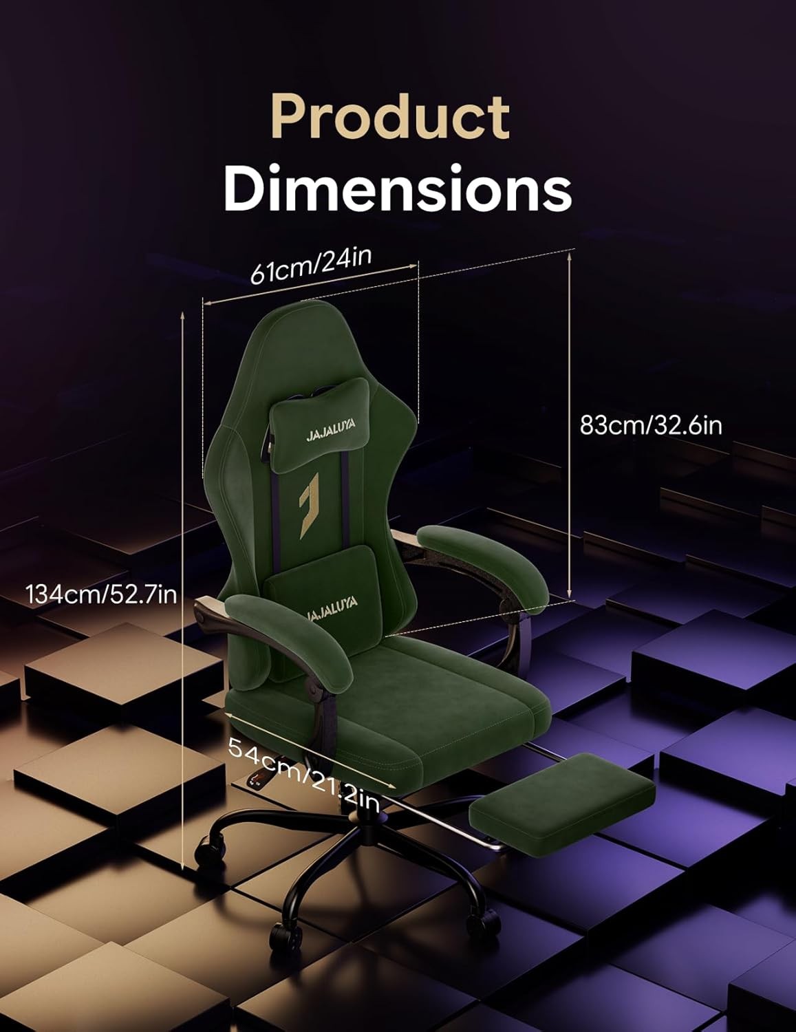 Ergonomic Gaming Chair w/ Footrest Reclining Lumbar Support