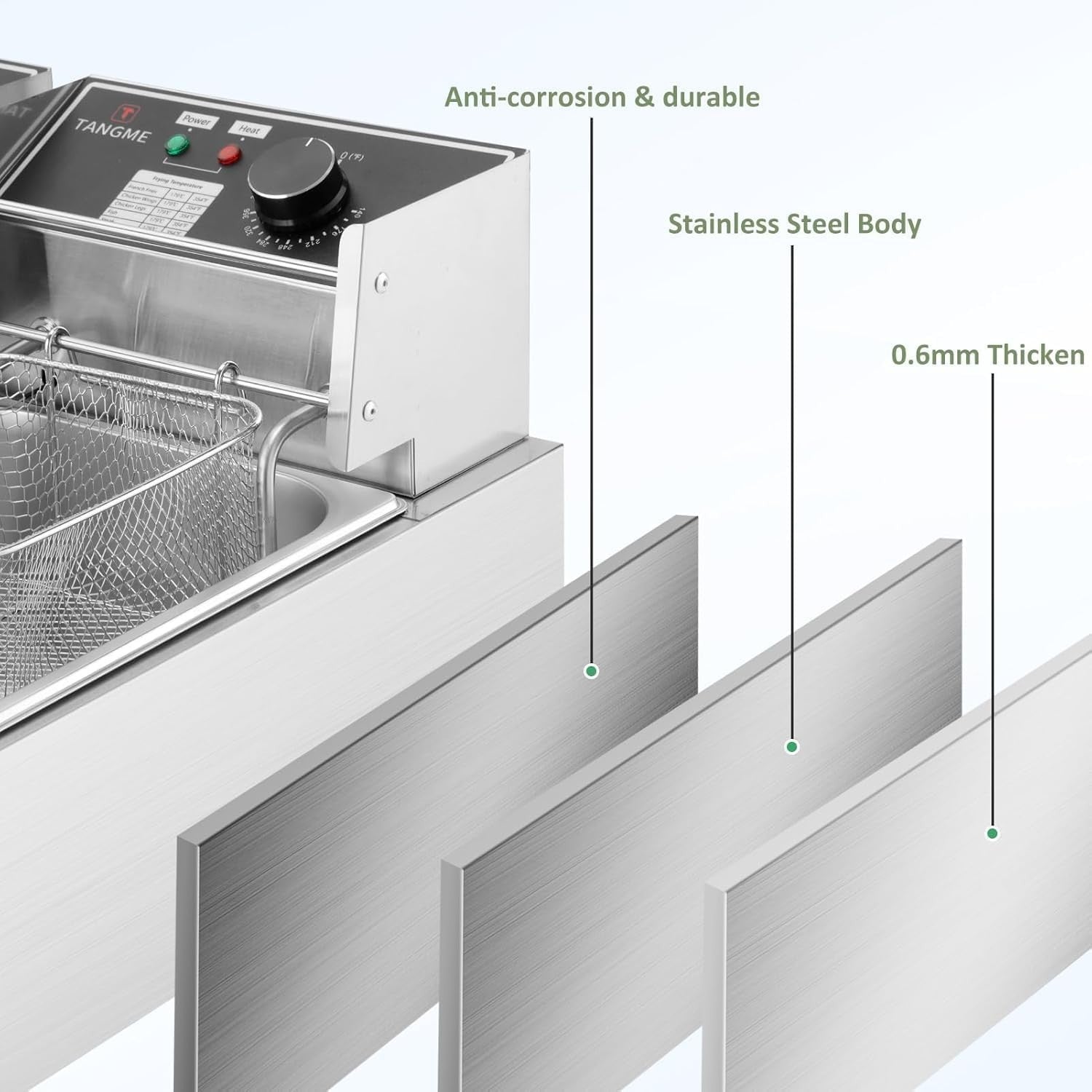 Commercial Dual Tank Deep Fat Fryer 5000W 2x6L Stainless Steel