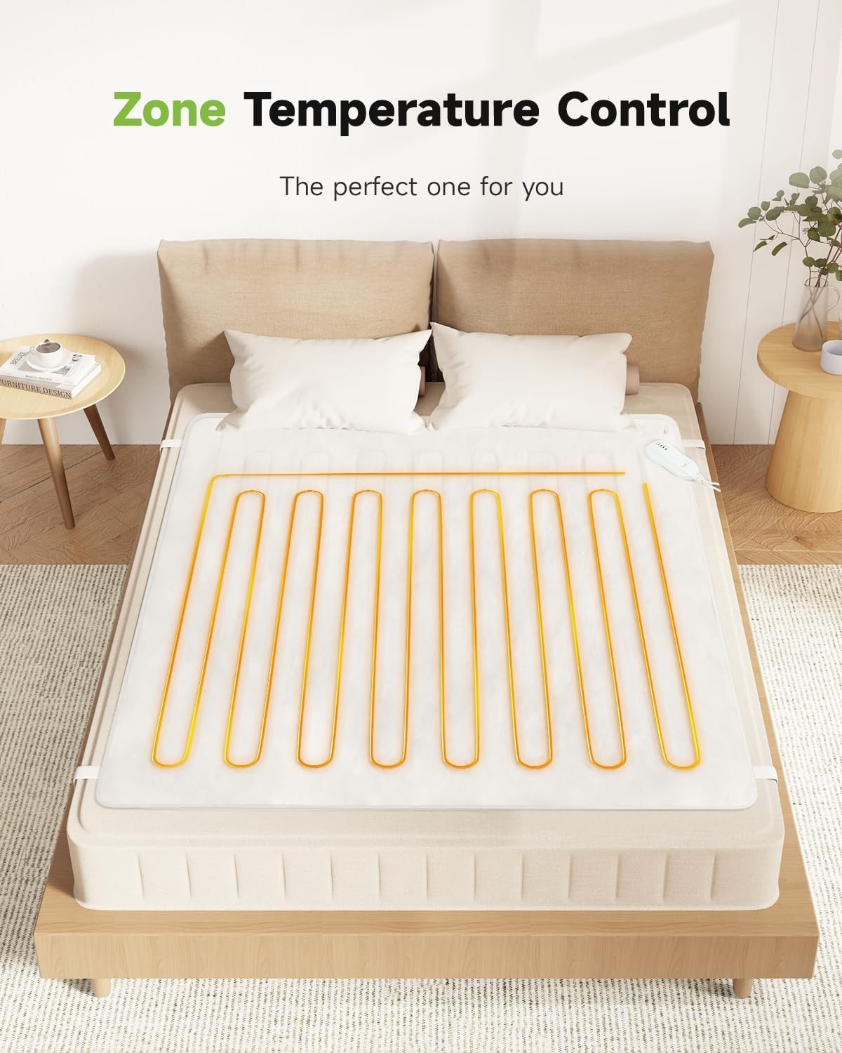 White Electric Heated Underblanket Double Single Control 5 Heat Auto Off