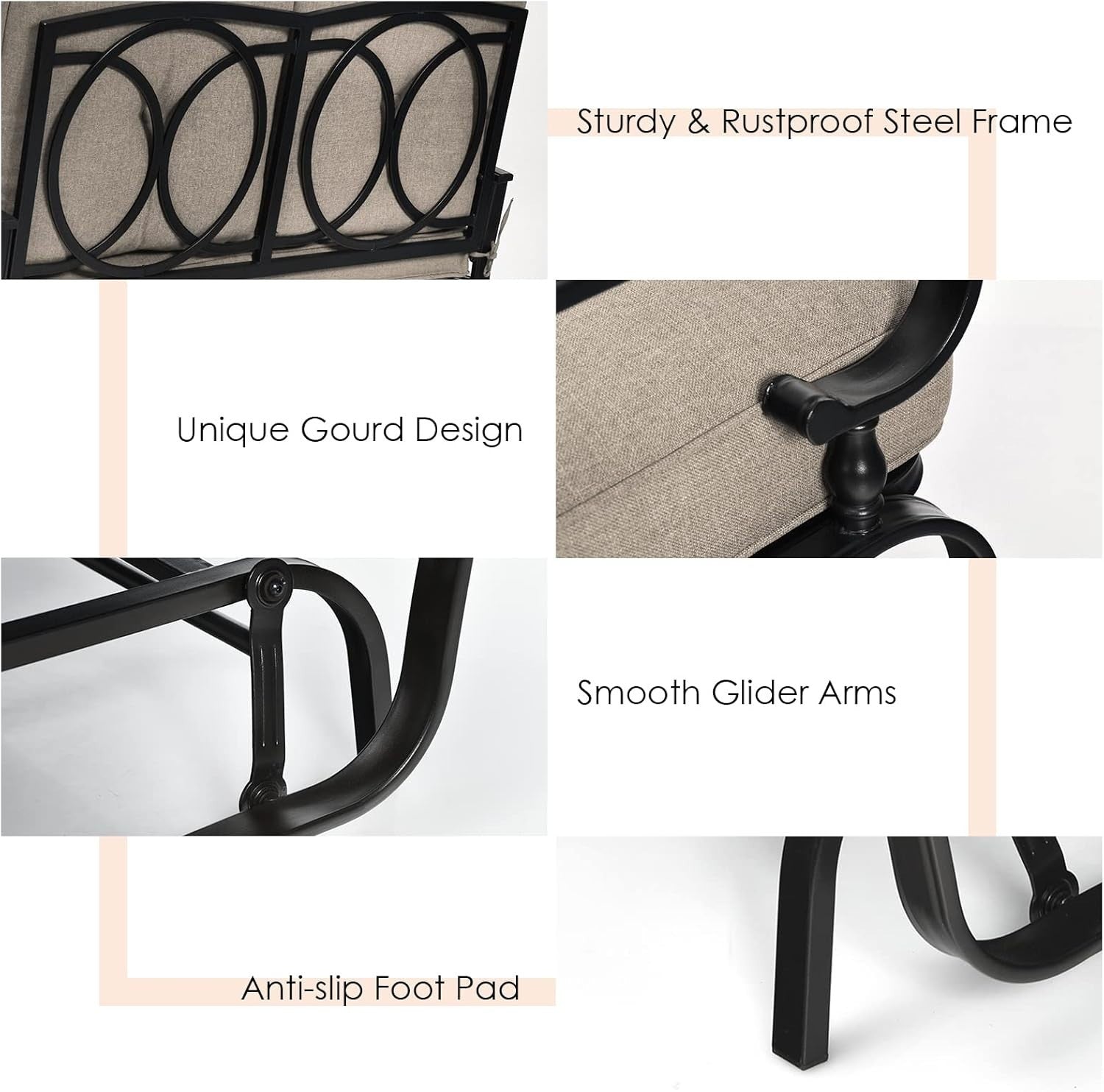 3PC Outdoor Rattan Bistro Set Cushioned Armchairs Glass Coffee Table