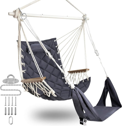 Hammock Chair Swing for Adults | XL Padded Seat, 350lbs, Indoor/Outdoor