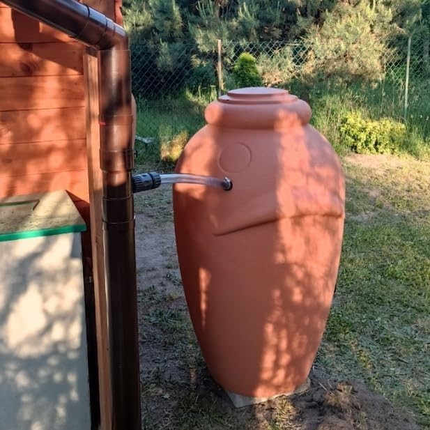 360L Red Brick Garden Water Butt with Tap & Complete Connection Kit