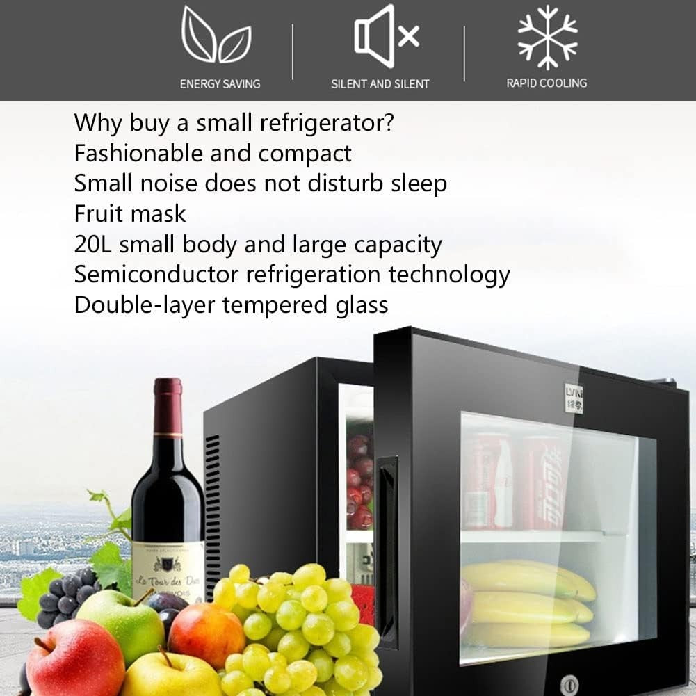 Portable Mini Fridge 20L Compact Undercounter Frost-Free White Glass