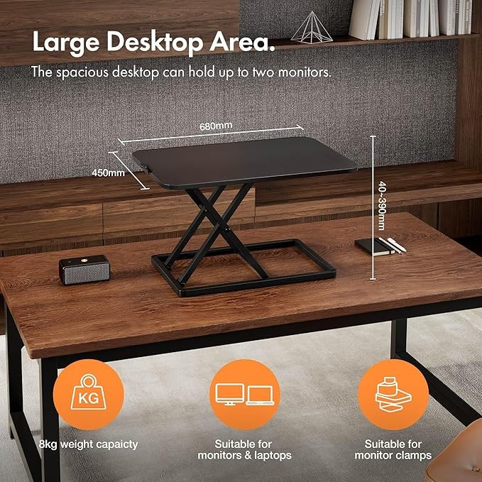 Sit Stand Desk Converter Height Adjustable X Frame Laptop Riser Home Office