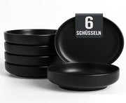 6pc Black Ceramic Pasta Plates 23cm Matte Glaze Microwave Dishwasher Safe