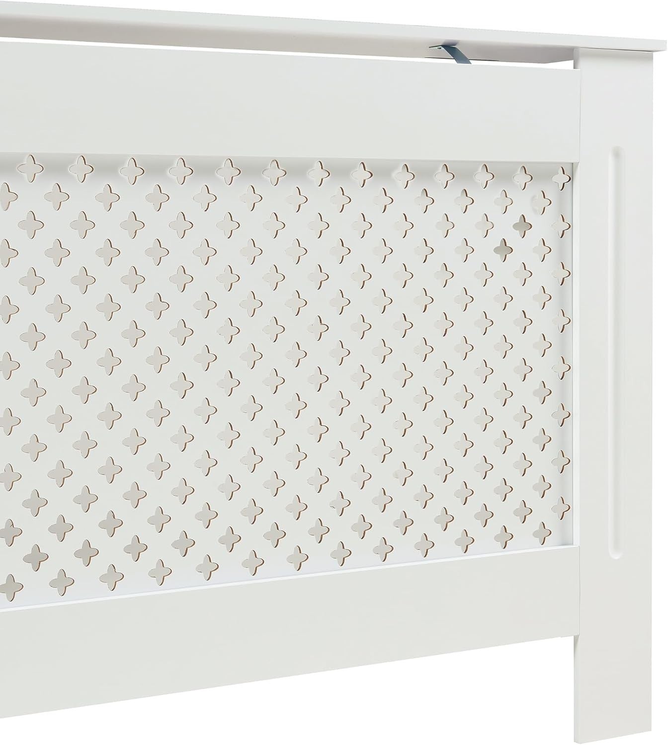 Small White Radiator Cover 78cm Modern Diamond Design MDF Wall Cabinet