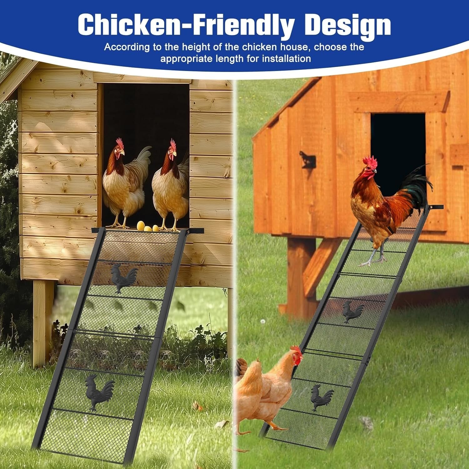 Metal Chicken Coop Ramp Adjustable Non Slip 39in