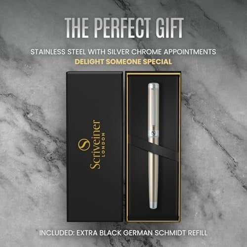 Luxury Stainless Steel Rollerball Pen Chrome Trim Gift