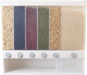 10KG 6 Compartment Cereal Dispenser Transparent Rice Grain Storage Bin