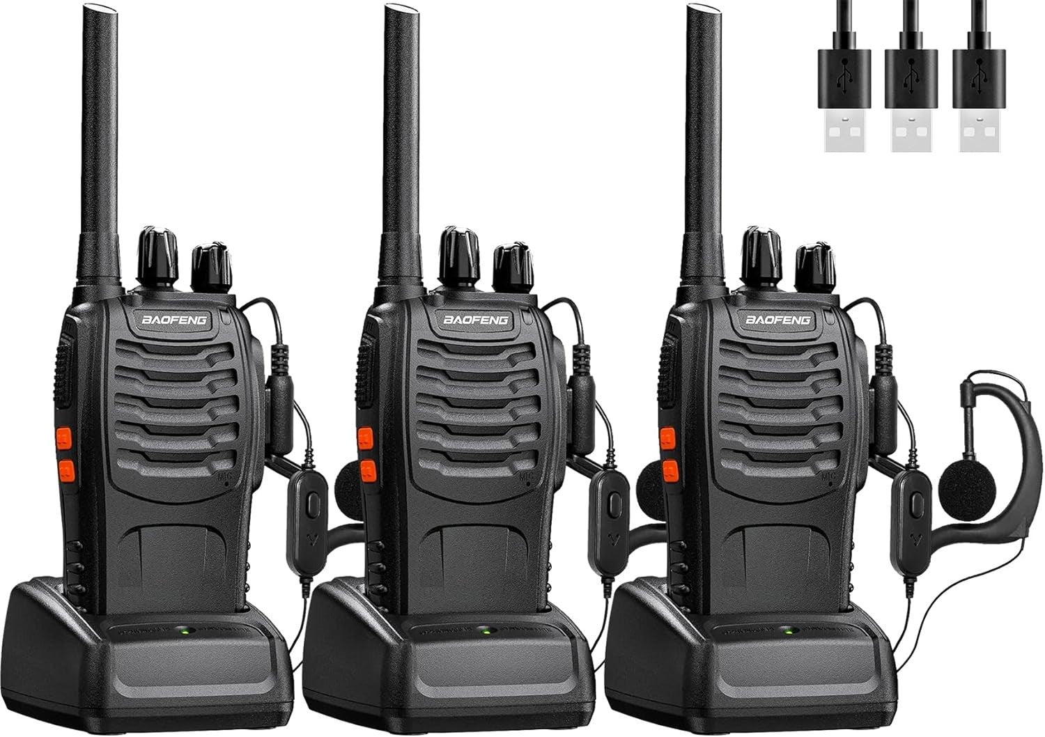 Long Range Walkie Talkies 3PCS Rechargeable 2 Way Radios VOX LED Light