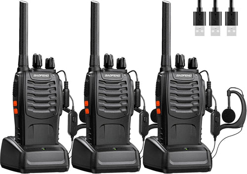 Long Range Walkie Talkies 3PCS Rechargeable 2 Way Radios VOX LED Light