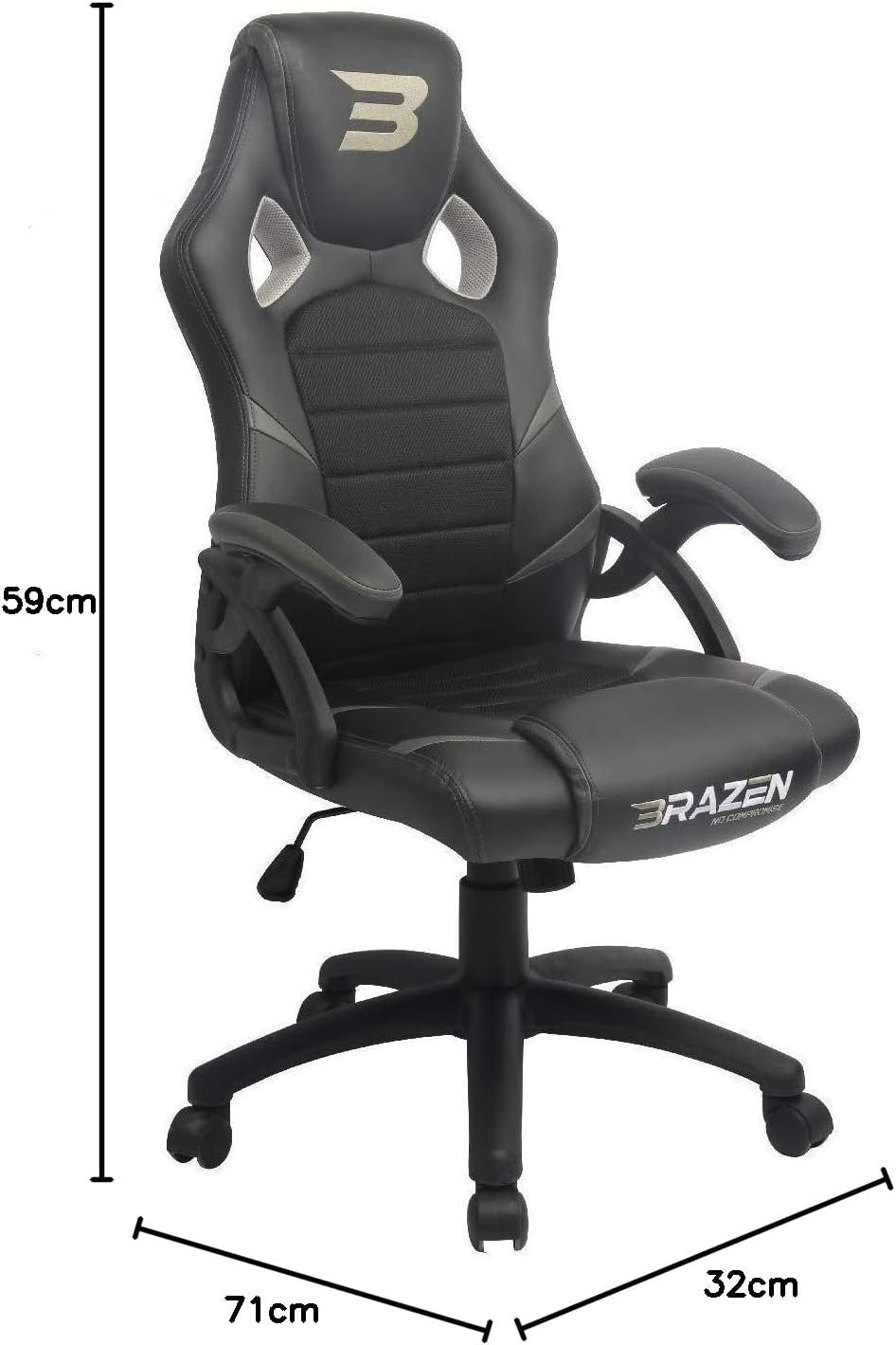 Ergonomic Gaming Chair Racing Style Swivel Office Seat Grey