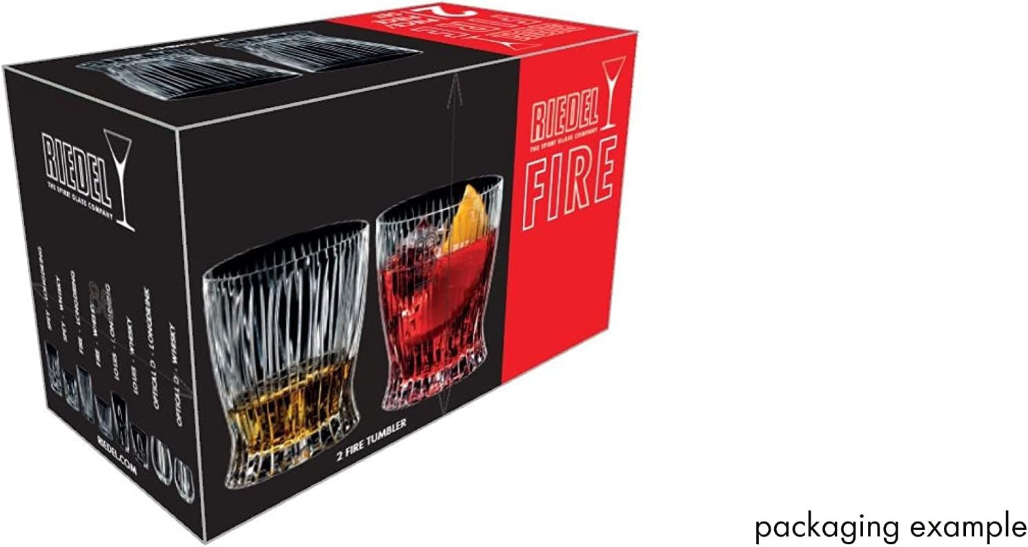 Fire Design Crystal Whisky Tumblers Set of 2 | 10oz Heavy Base Old Fashioned Gla