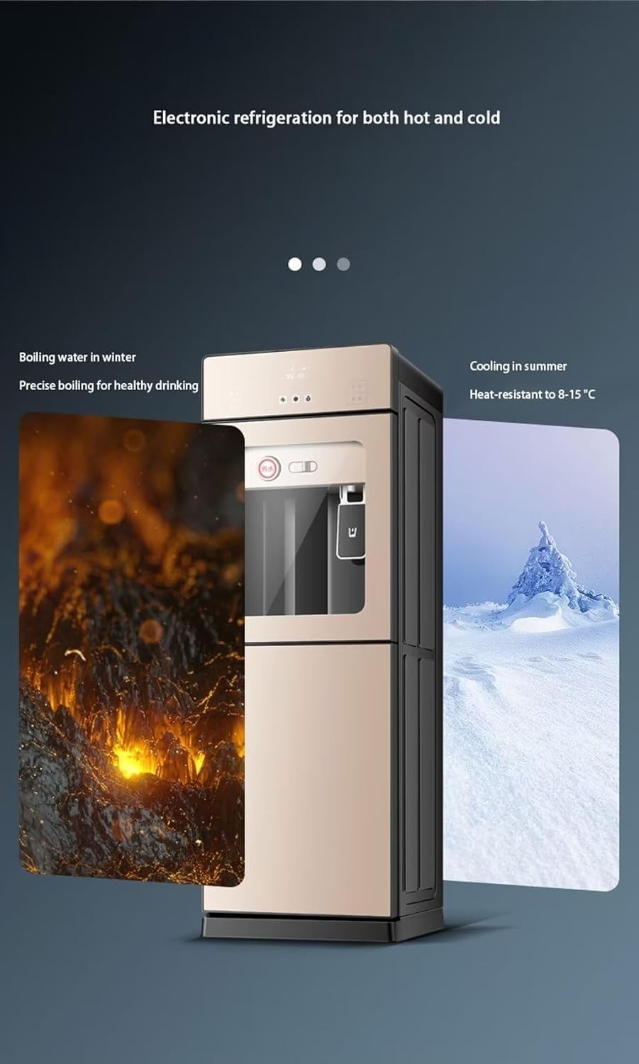 Freestanding Water Dispenser Hot Cold Floor Standing Glass Panel