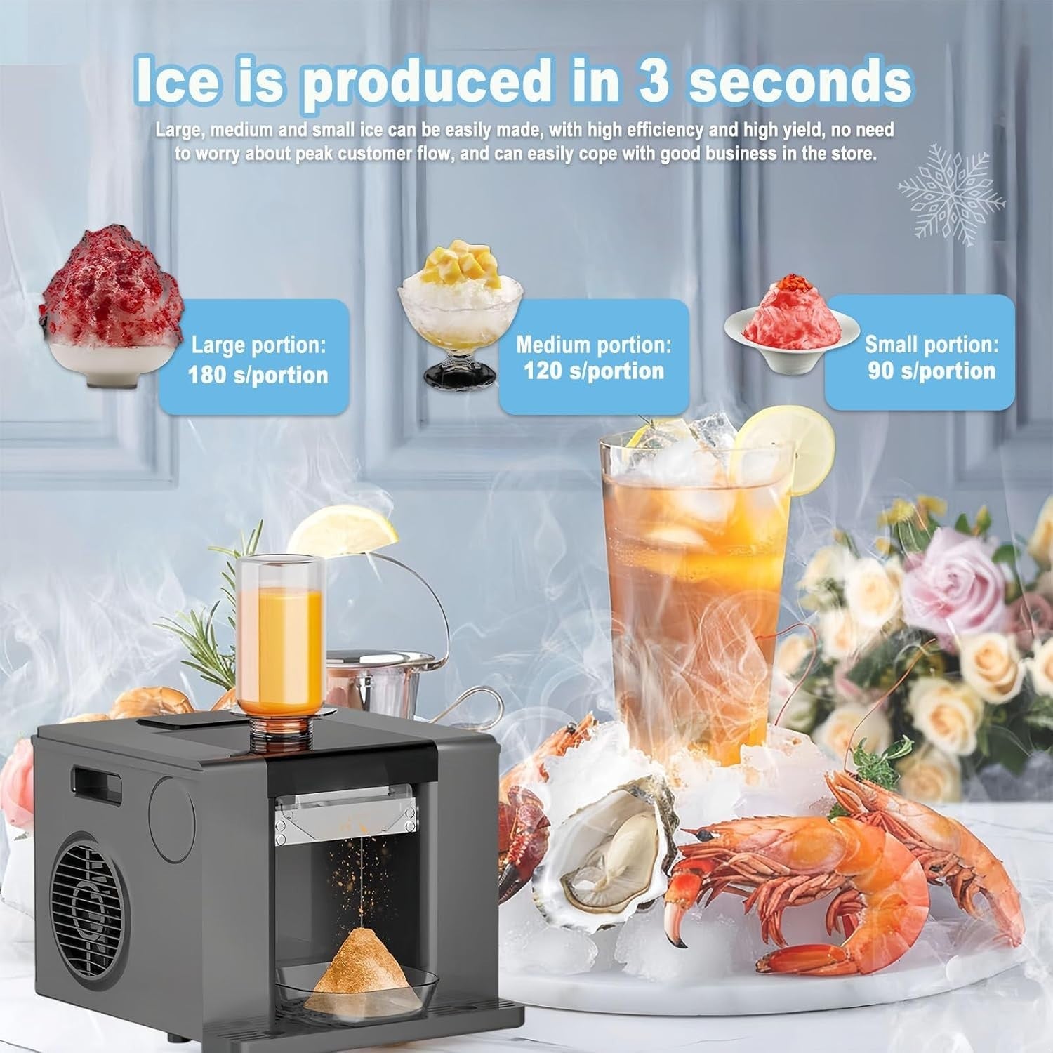 Commercial Snowflake Ice Shaver Electric Ice Crusher 12lb Party Slush Maker