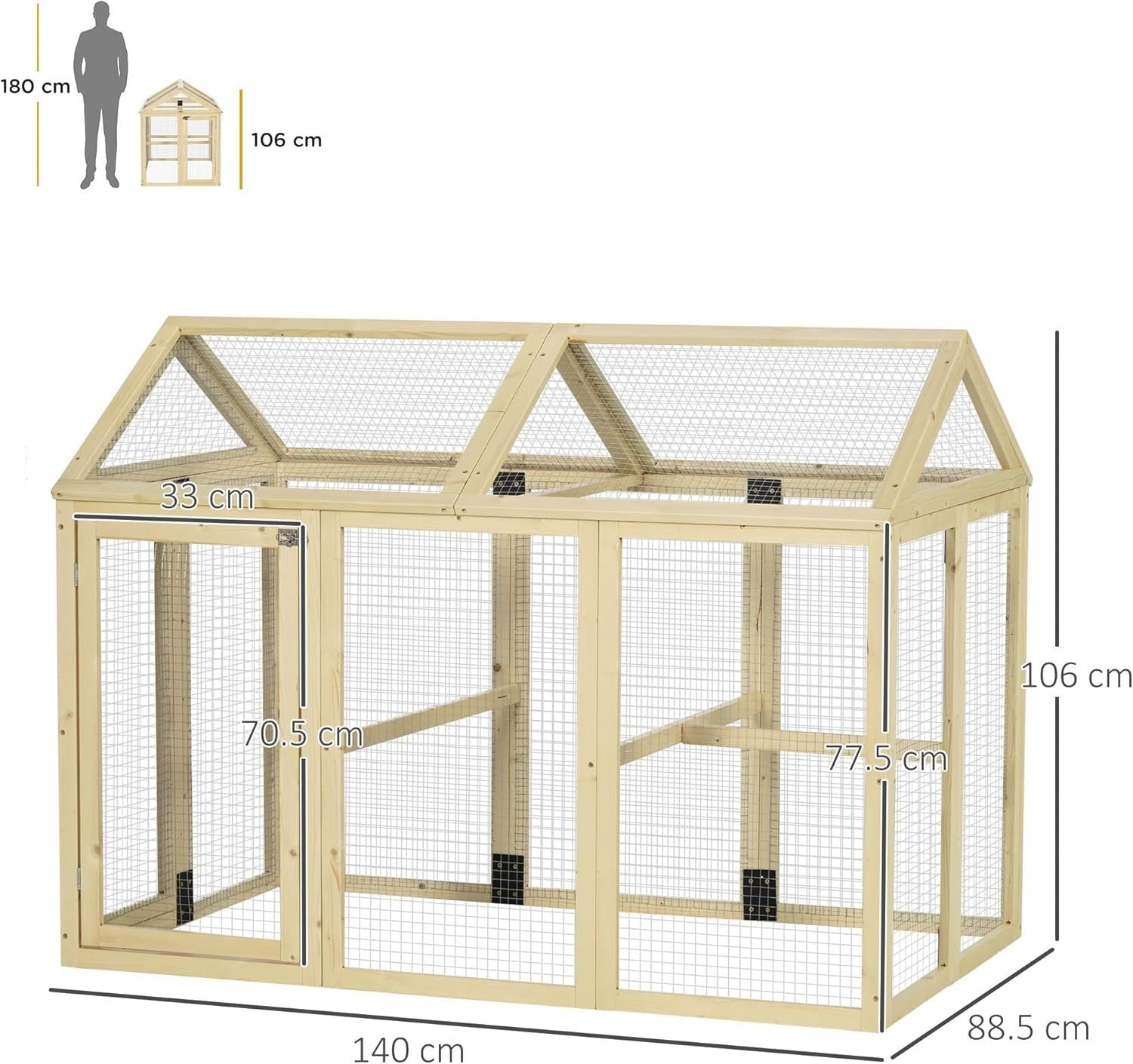 Large Wooden Chicken Run Coop Combinable Pet Playpen Outdoor 1–3 Hens