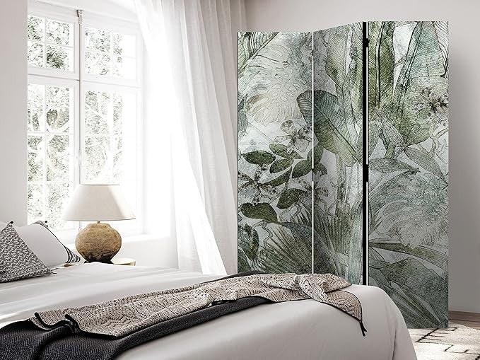 Jungle Leaf Folding Room Divider 3 Panel Acoustic Canvas Privacy Screen 135x172