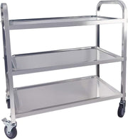 Large Stainless Steel 3 Tier Utility Cart 100kg Rolling Trolley
