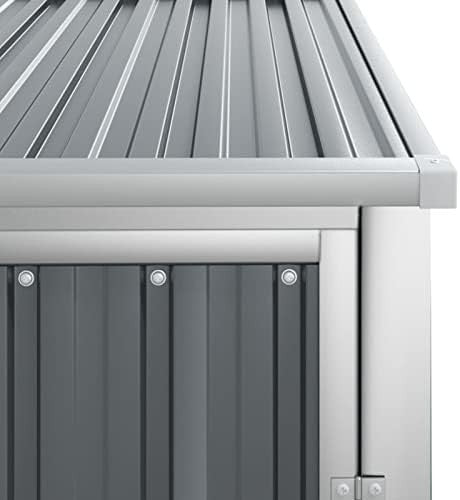 Outdoor Metal Garden Shed Storage House with Sloped Roof,Handle Grey 88x89x161cm