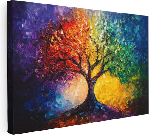 Pastello Colourful Tree of Life Canvas Wall Art 61x41cm Framed