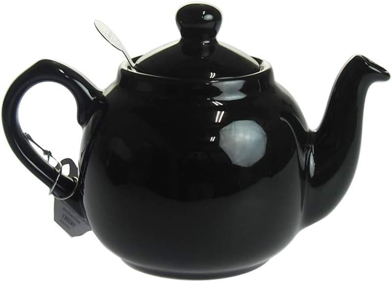 Ceramic Teapot with Infuser 600ml Gloss Black Loose Leaf Tea Pot