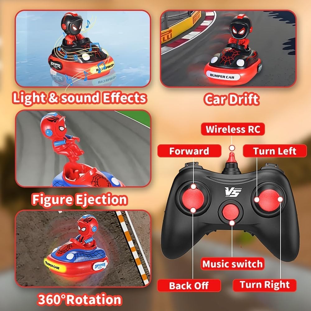2 Pack RC Bumper Cars for Kids – LED Lights, Sound & Ejecting Drivers