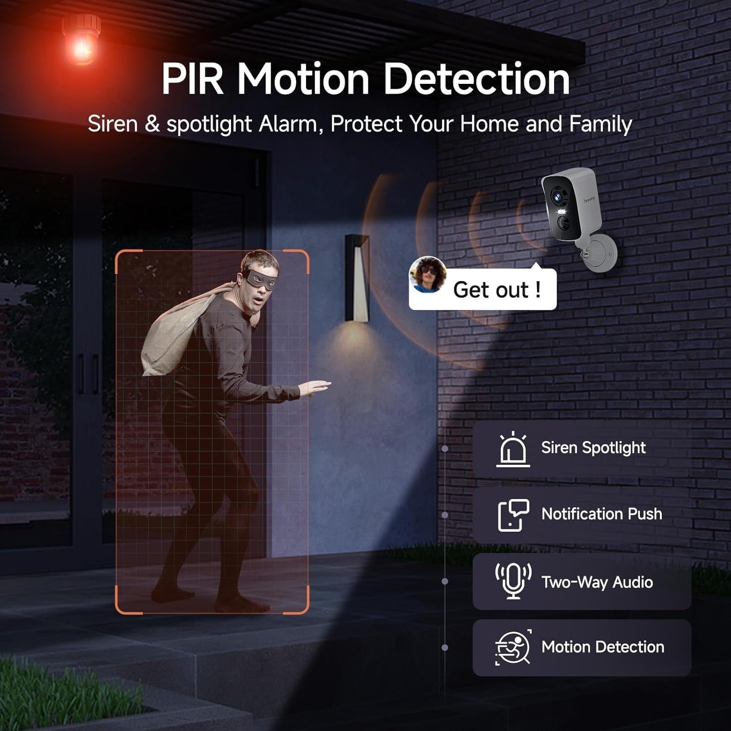 2K Solar Security Camera Wireless Outdoor WiFi AI Detection 64GB Card