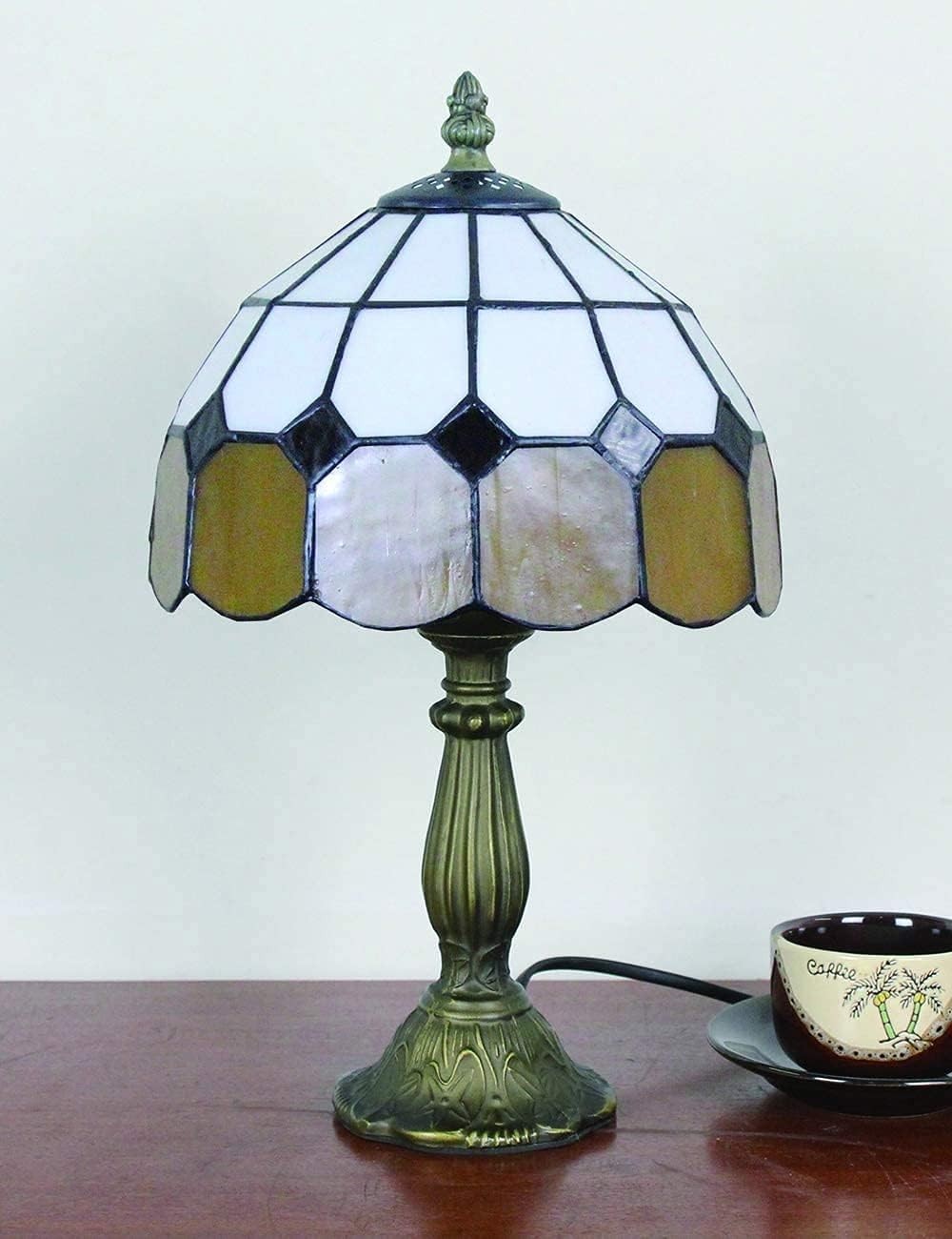 8" Tiffany Style Stained Glass Table Lamp Bedside Night Light with Bulb