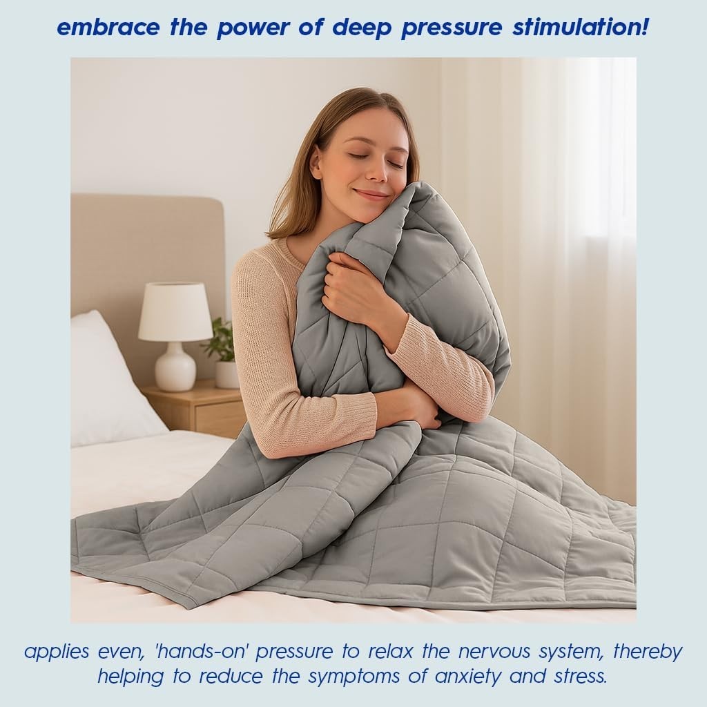 4kg Weighted Blanket, Grey Cotton 125x150cm Anxiety Stress Relief