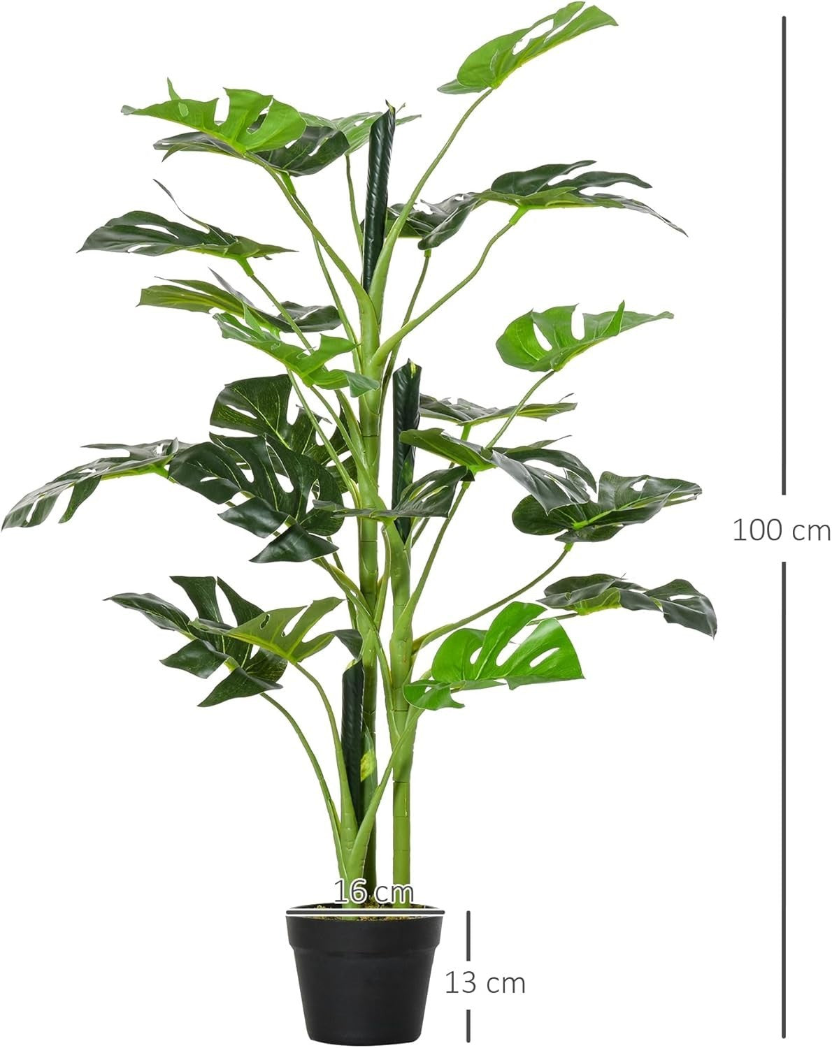 Set of 2 Artificial Monstera Trees 100cm Faux Potted Tropical Home Garden Decor