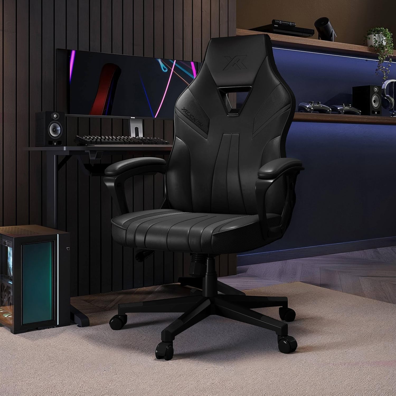 Ergonomic Gaming Chair High Back Wide Seat Black