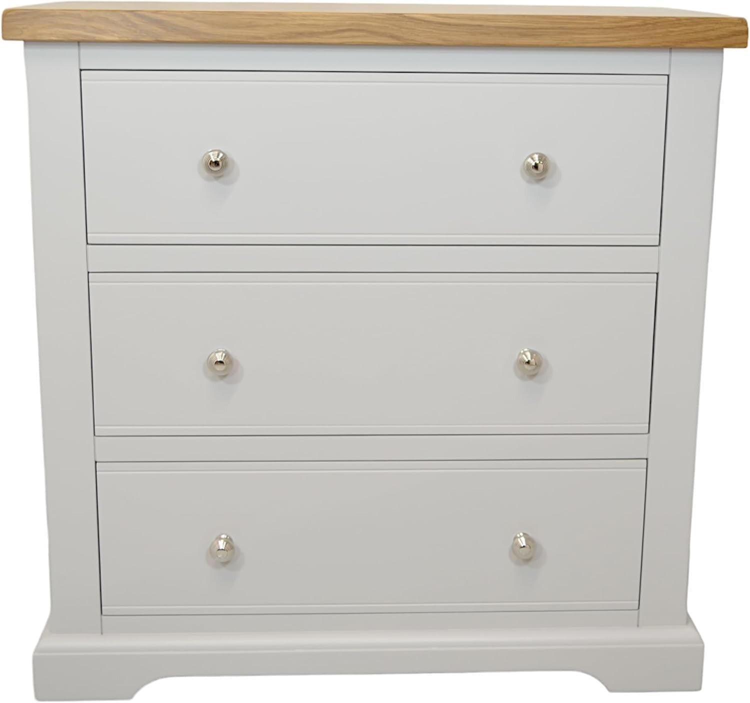 Oak Top Grey Chest 3 Deep Drawers Bedroom Storage Cabinet Modern