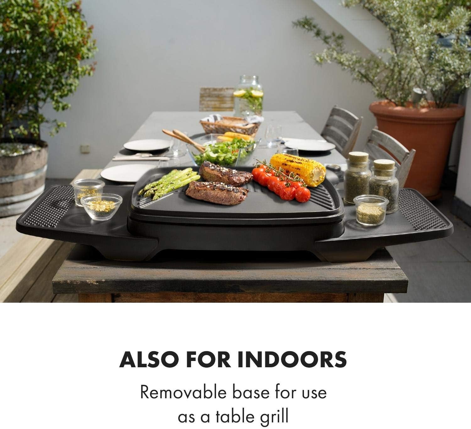 Electric BBQ Grill with Stand 2000W Non-Stick Plate Outdoor Indoor Cooking