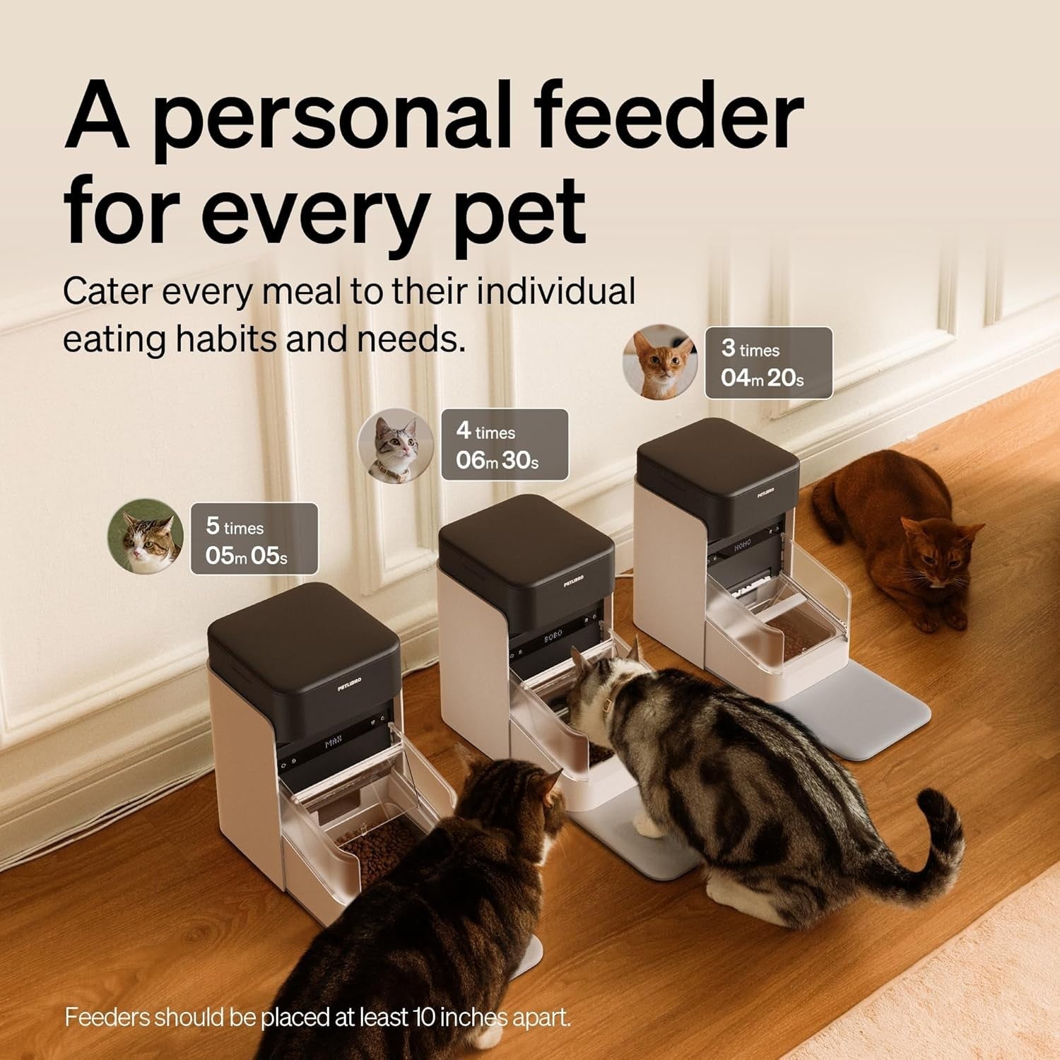 RFID Automatic Cat Feeder WiFi App Control 3L Selective Access White