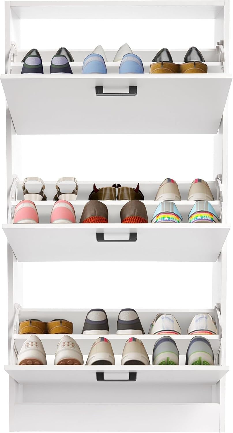 Space-Saving 3 Drawer Shoe Cabinet with Adjustable Shelves & Top Storage