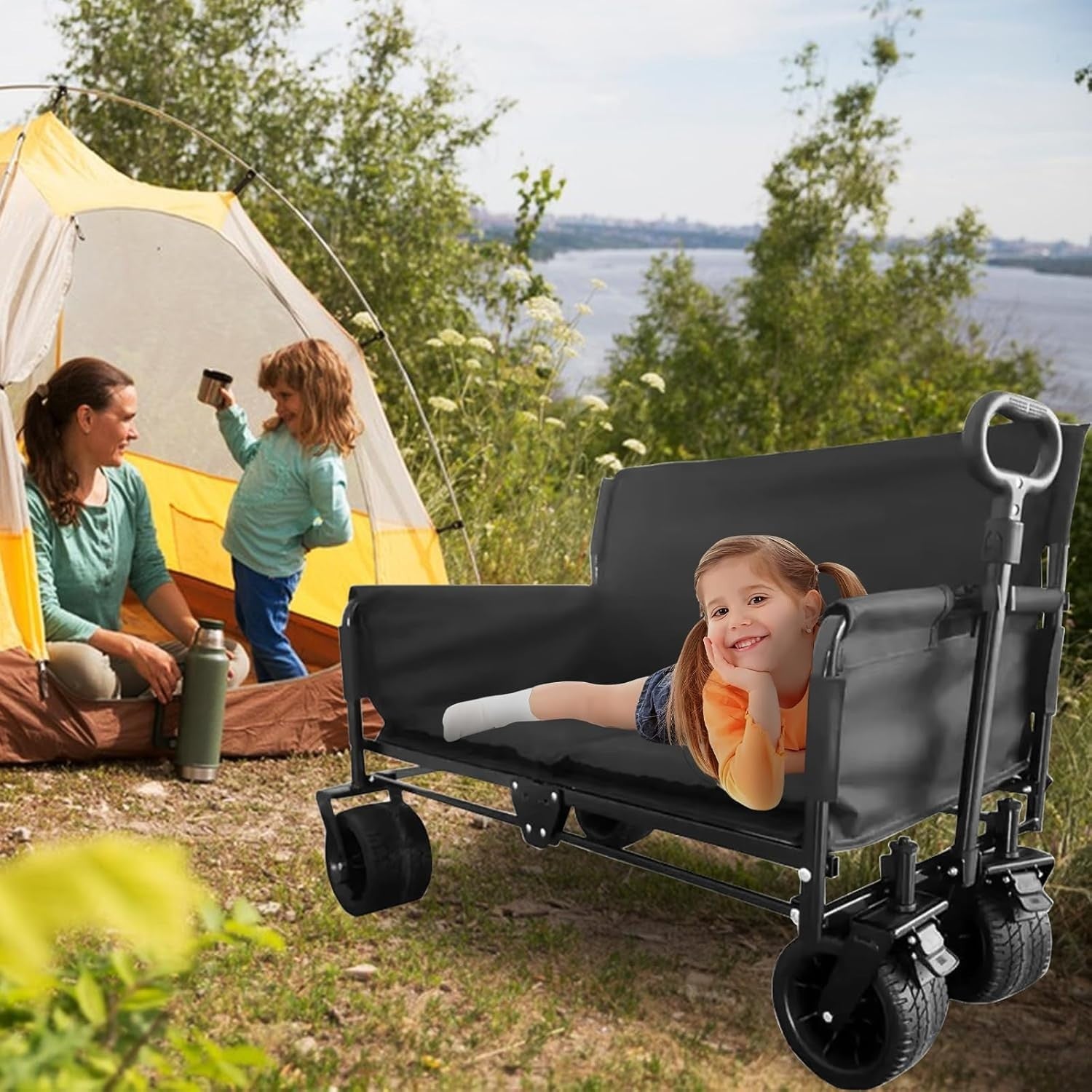 Heavy Duty Folding Festival Trolley Cart 180kg All-Terrain Wheels Adjustable