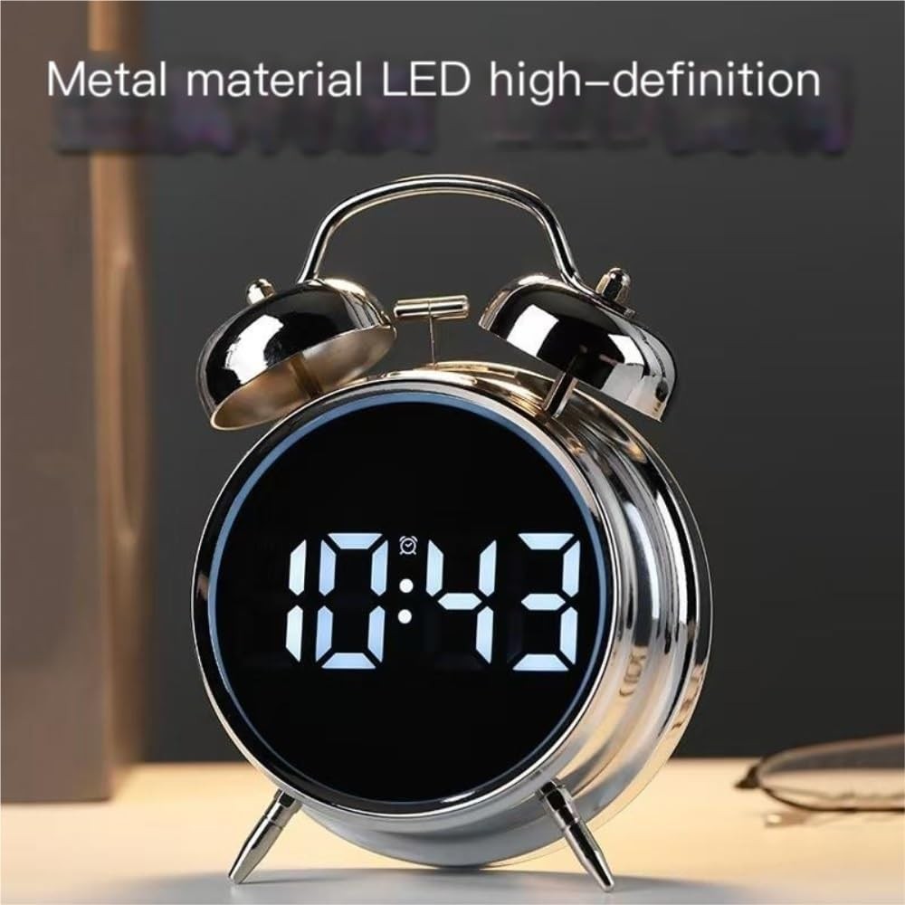 Extra Loud Bell Alarm Clock Heavy Sleepers LED Digital Wake Up Clock
