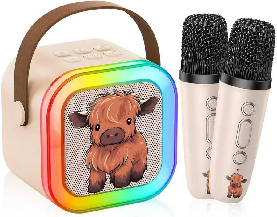 Kid Karaoke Machine 2 Wireless Mics Bluetooth LED Speaker