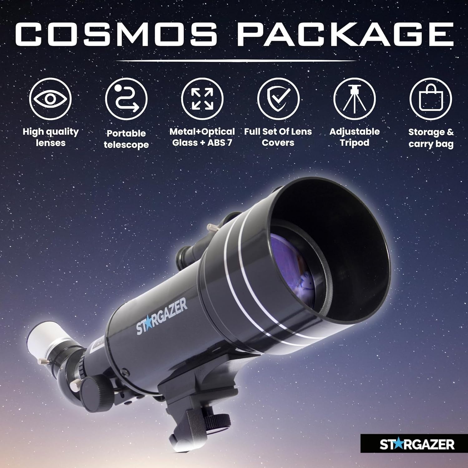 70mm Aperture 400mm Refractor Telescope for Adults & Beginners with Tripod